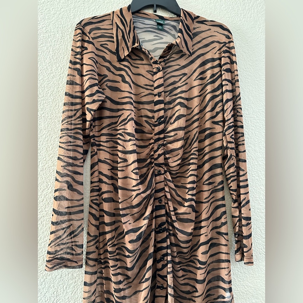 Long Sleeve Sheer Zebra Dress.